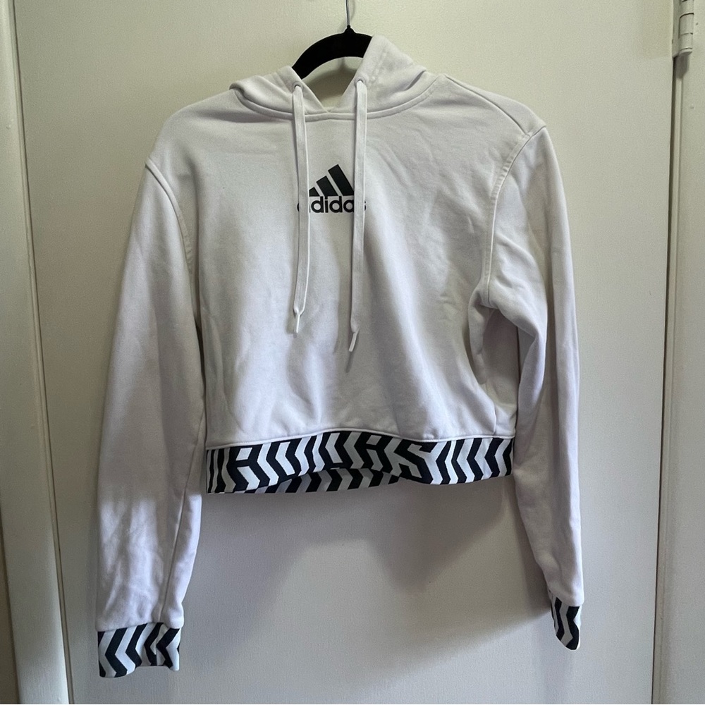 Adidas cropped hoodie in white